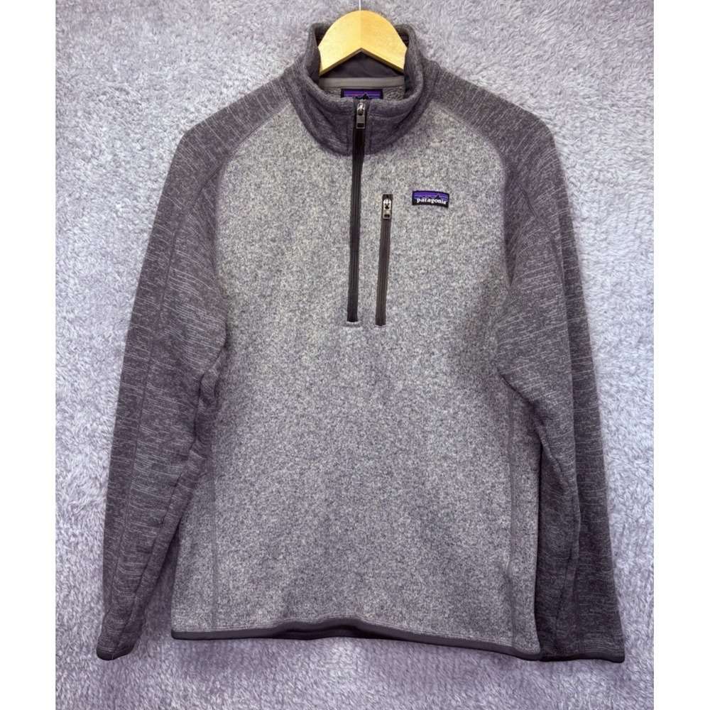 Patagonia Better Sweater Mens Medium Two Tone Gray Fleece 1/4 Zip Pullover - Picture 2 of 11